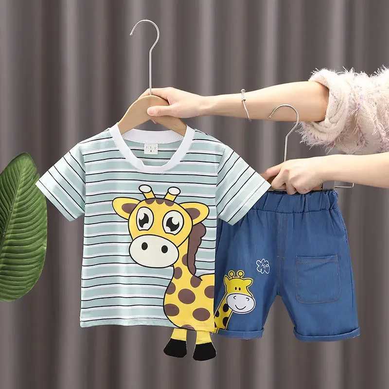 Clothing Sets Summer Children Boys Clothing Kids Cartoon T-Shirt Shorts 2Pcs/Set Toddler Leisure Sport Suits Baby Cotton Tracksuits 0-5 Years H241214