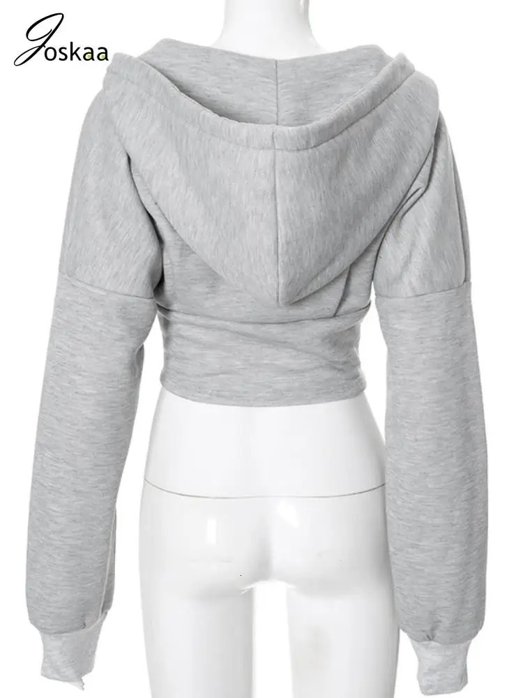 Joskaa casual wool asymmetric hoodie womens Hipster long sleeved zipper hoodie sweater autumn and winter womens clothing 241209