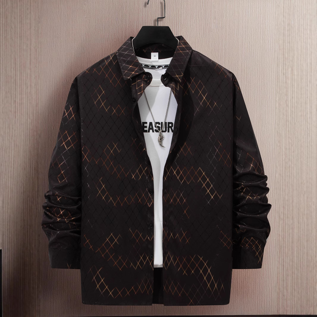 New Designer Long-sleeved Casual Cotton Plaid Shirts For Men Fashion Comfortable Tops Clothing Camisa Masculina Chemise Wholesale High Quality Shirt B