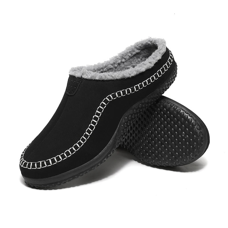 Mens Slip On Moccasin SlippersWinter IndoorOutdoor Warm Fuzzy Comfy House Shoes For MenWide Loafer Slippers Plus Size 3848 241214