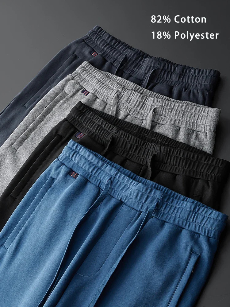 2024 Spring Zip Pockets Long Sweatpants Men Joggers Blue Black Grey Sportswear Straight Track Pants Casual Cotton Trousers 241214