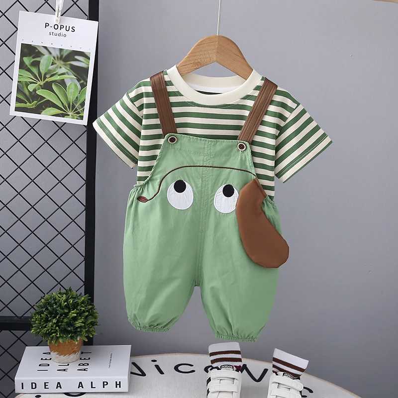 Clothing Sets Summer Kids Boys Clothing Toddler Casual Infant Clothes T Shirt Cartoon Bib Short Pants 2Pcs/Ses Kids Children Costume Suit H241214