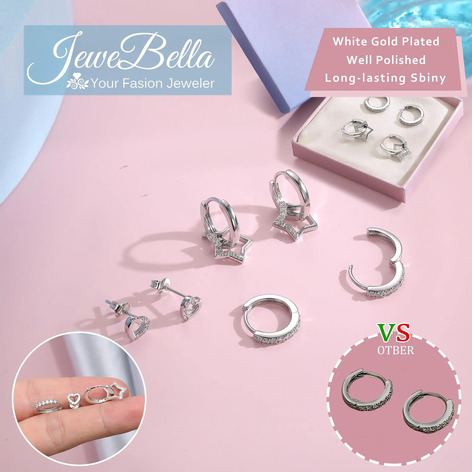 Drperfect 3pairs Earrings for Women Hypoallergenic Heart Star Stud Hoops Dangle Earrings Set for Women Studs Hoop Earring Sets 241214