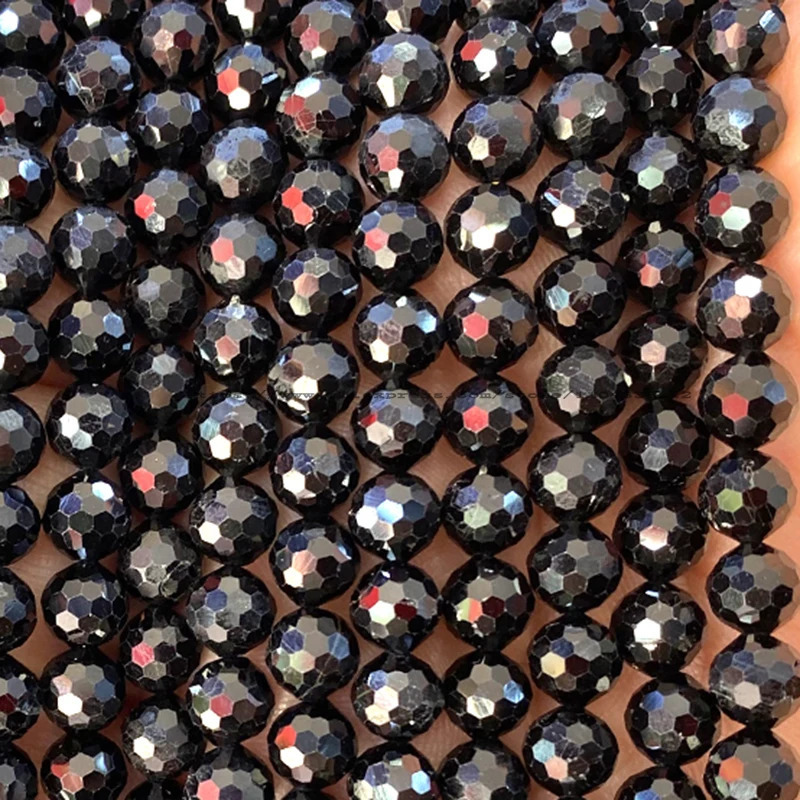 Natural stone surface circular AA black electrical loose spacing beads used for jewelry making DIY earrings bracelets amulet accessories 241212