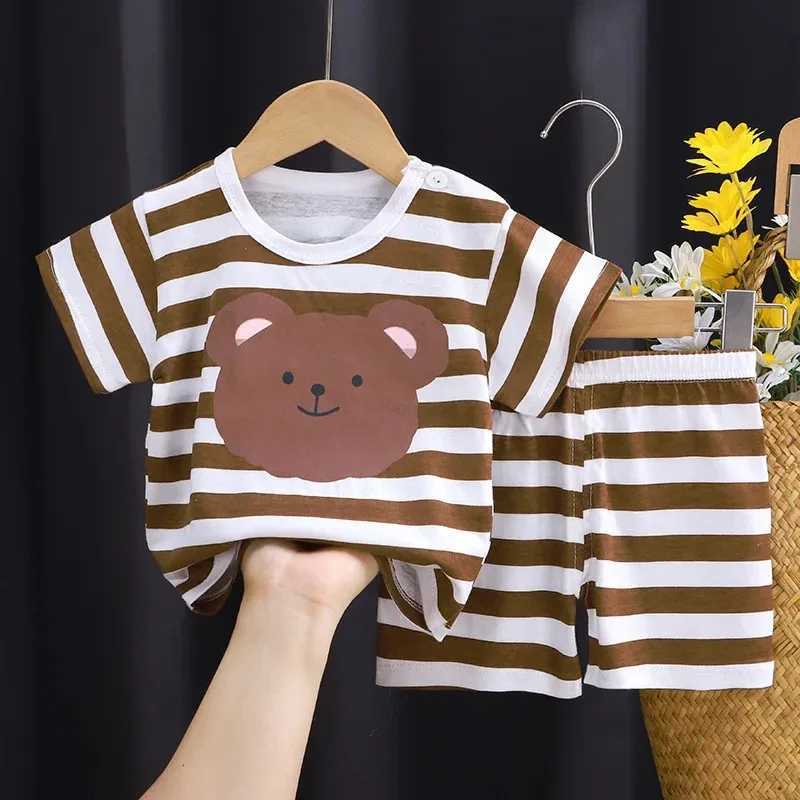 Clothing Sets Summer New Clothes Boys And Girls Short Sleeve T-shirt Shorts Two Piece Suits Toddler Cute Print Tops Versatile Shorts Kids Suit H241214
