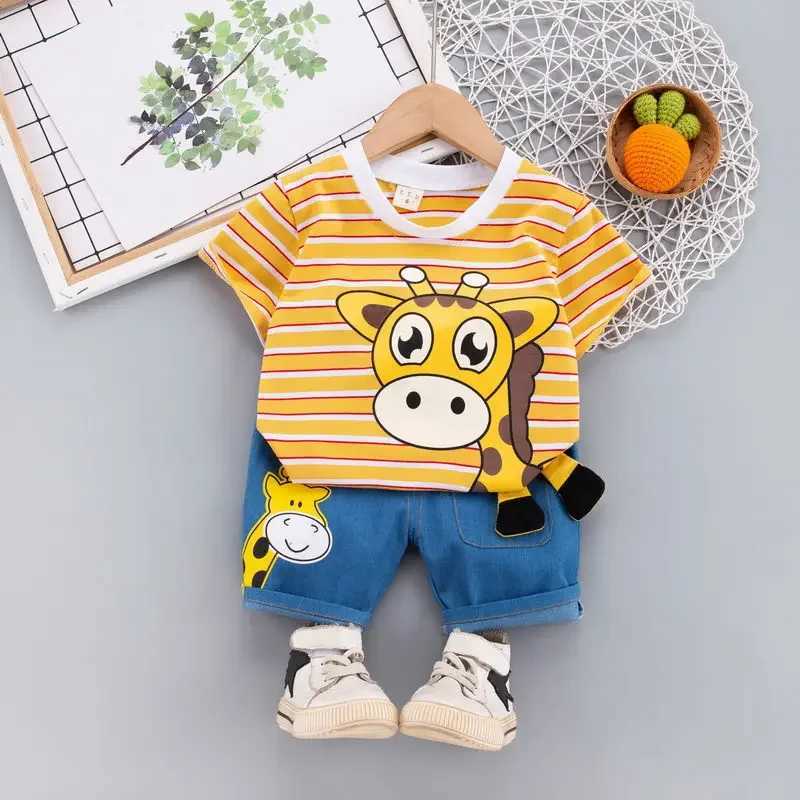 Clothing Sets Summer Children Boys Clothing Kids Cartoon T-Shirt Shorts 2Pcs/Set Toddler Leisure Sport Suits Baby Cotton Tracksuits 0-5 Years H241214