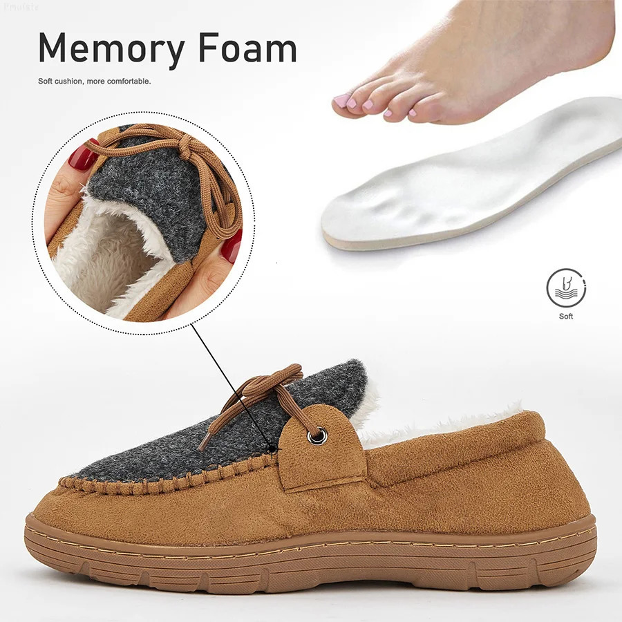 Mens Slippers For House Fuzzy Patchwork Sewing Thread Comfy Memory Foam Indoor Shoes Winter y Furry Street 241214