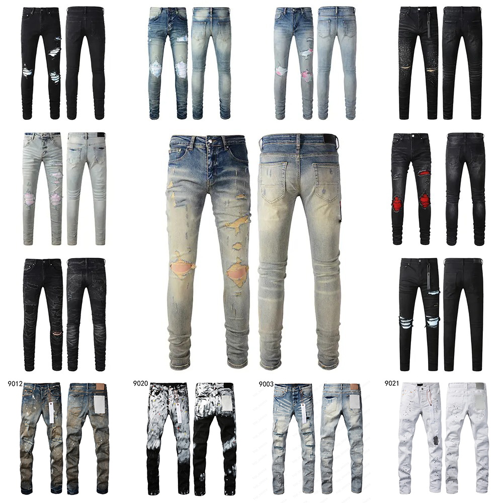 Slim Straight Designer Jeans for Men with Rip Detailing Available in Sizes 28-40 A053
