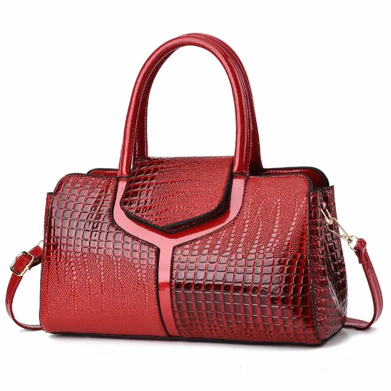 Large Capacity Boston Pillow Bag Leather Ladies Handbags Crossbody Bags for Women Tote Bag Bright Leather Women Shoulder Bag 241212