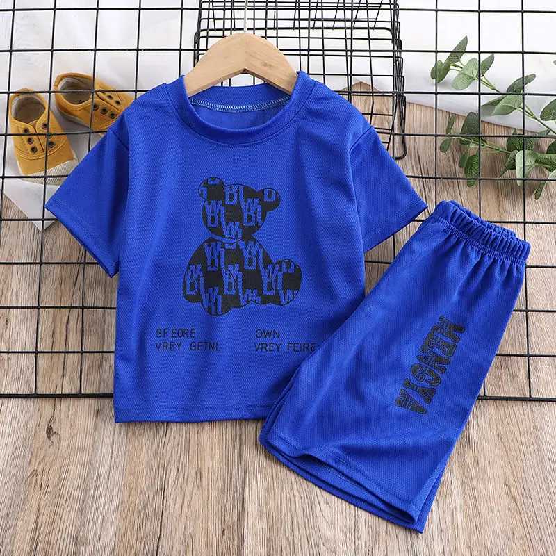 Clothing Sets Summer Baby Girls Clothes Set Breathable Cartoon Bear Printed T-Shirts And Shorts 2PCS Suit Children Boy Top Bottom Tracksuits H241214