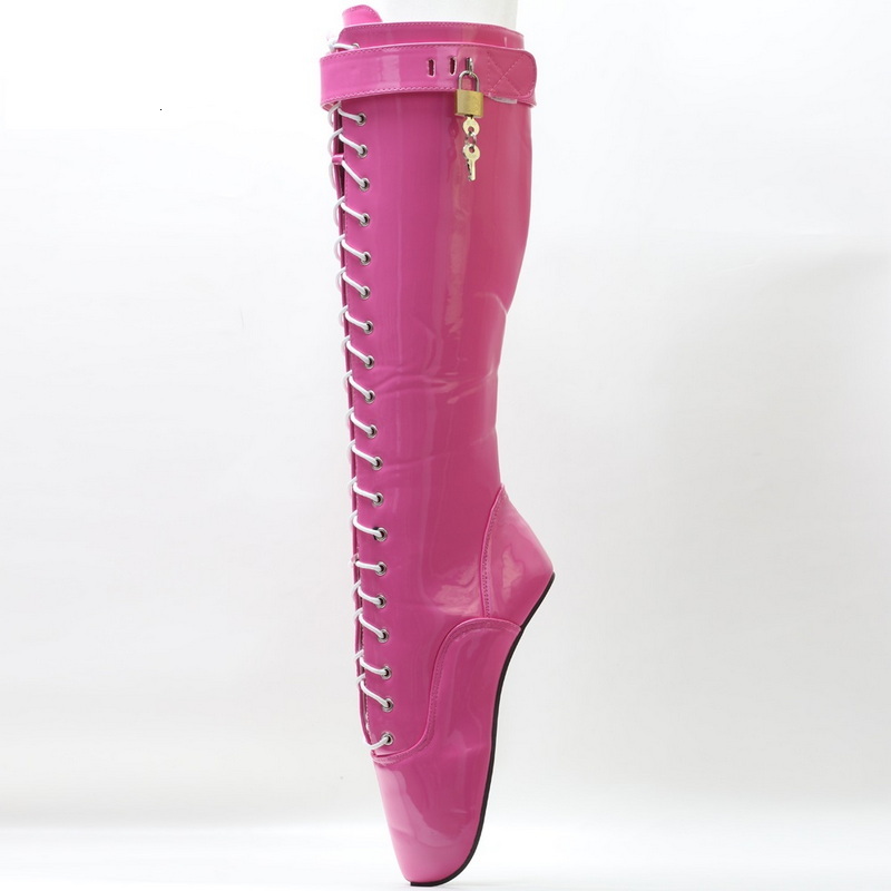 18Cm Hoof Heelless Women Knee High Ballet Boots,Fetish Dance Shoes,Men Cosplay Botas,Black,Peach,36-46,Custom Colors,Dropship