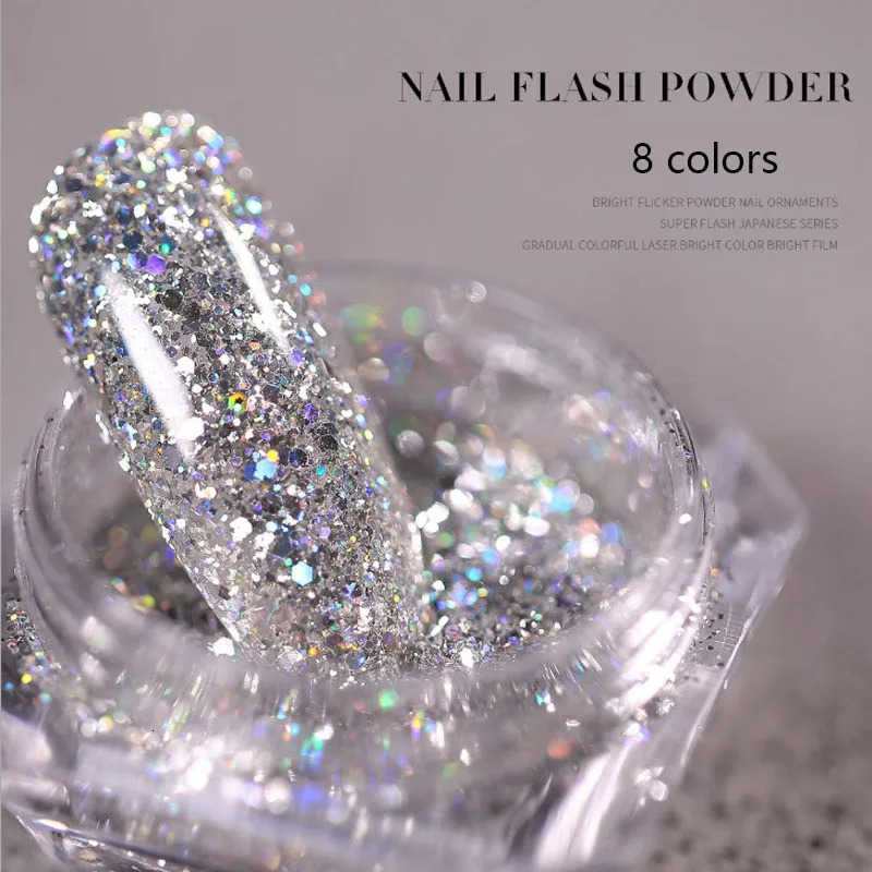 Nail Art DIY Platinum Powder 3D Mixed 8 Color Dust Sets Glitter Silver Sequins Flakes Manicure Decoration 241213