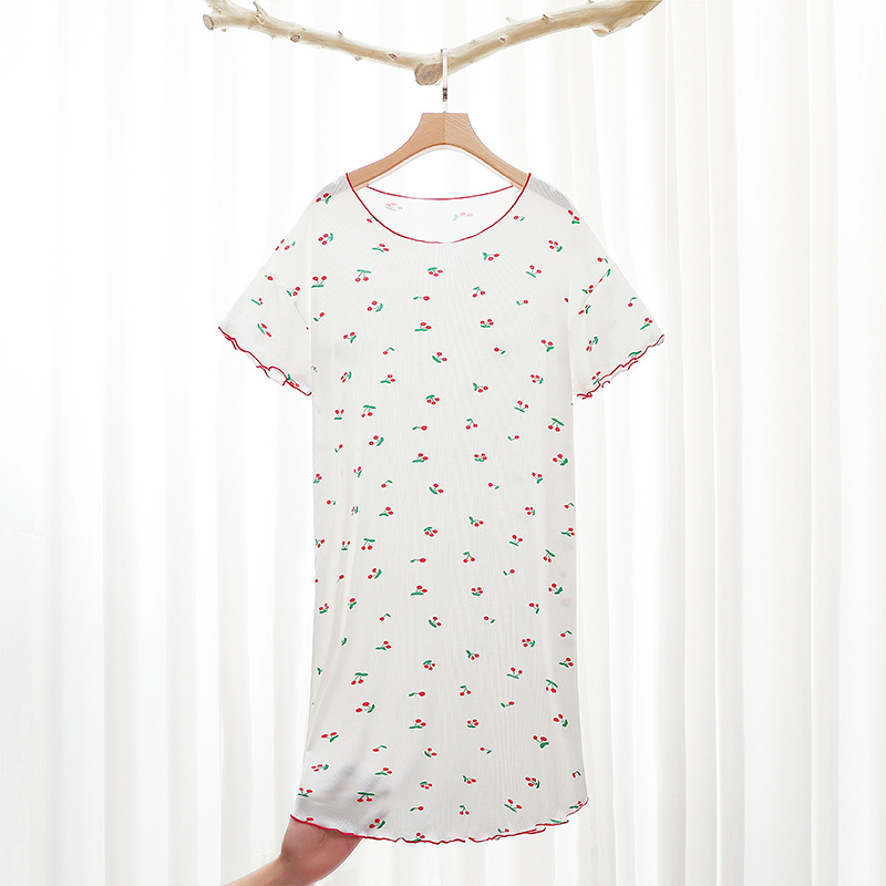B107-Nightdress for women autumn and winter polar fleece warm loose large size Japanese and Korean girls big children peach cartoon pajamas home cloth