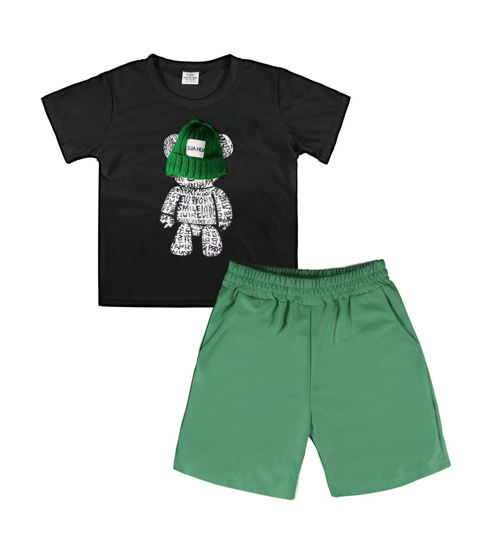Clothing Sets Summer Baby Clothes Set Children Boy Girl Short Sleeve Tshirts and Shorts Suit Kid Embroidery Bear Top and Bottom 2pcs Tracksuit H241214