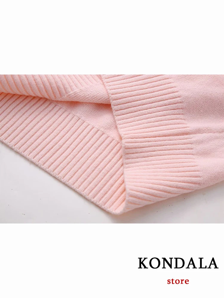 Kondala Fashion Casual Solid Pink Womens Knitted Sweater ONeck Long Sleeve Sweetheart Pullover 2023 Autumn Large Basic Top 241211