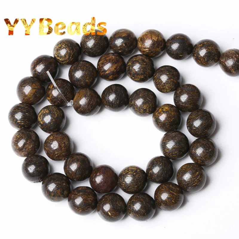 Natural dark brown bronze stone beads round loose charm used for jewelry making DIY bracelets necklaces 4 6 8 10 12mm 241212