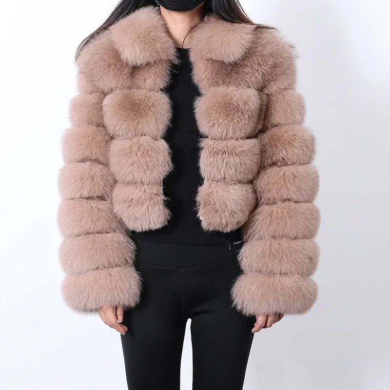 Maomaokong Real Fur Jacket Women Winter Short Natural real Fox Lady Zipper Coat Female Warm with Collar 241211