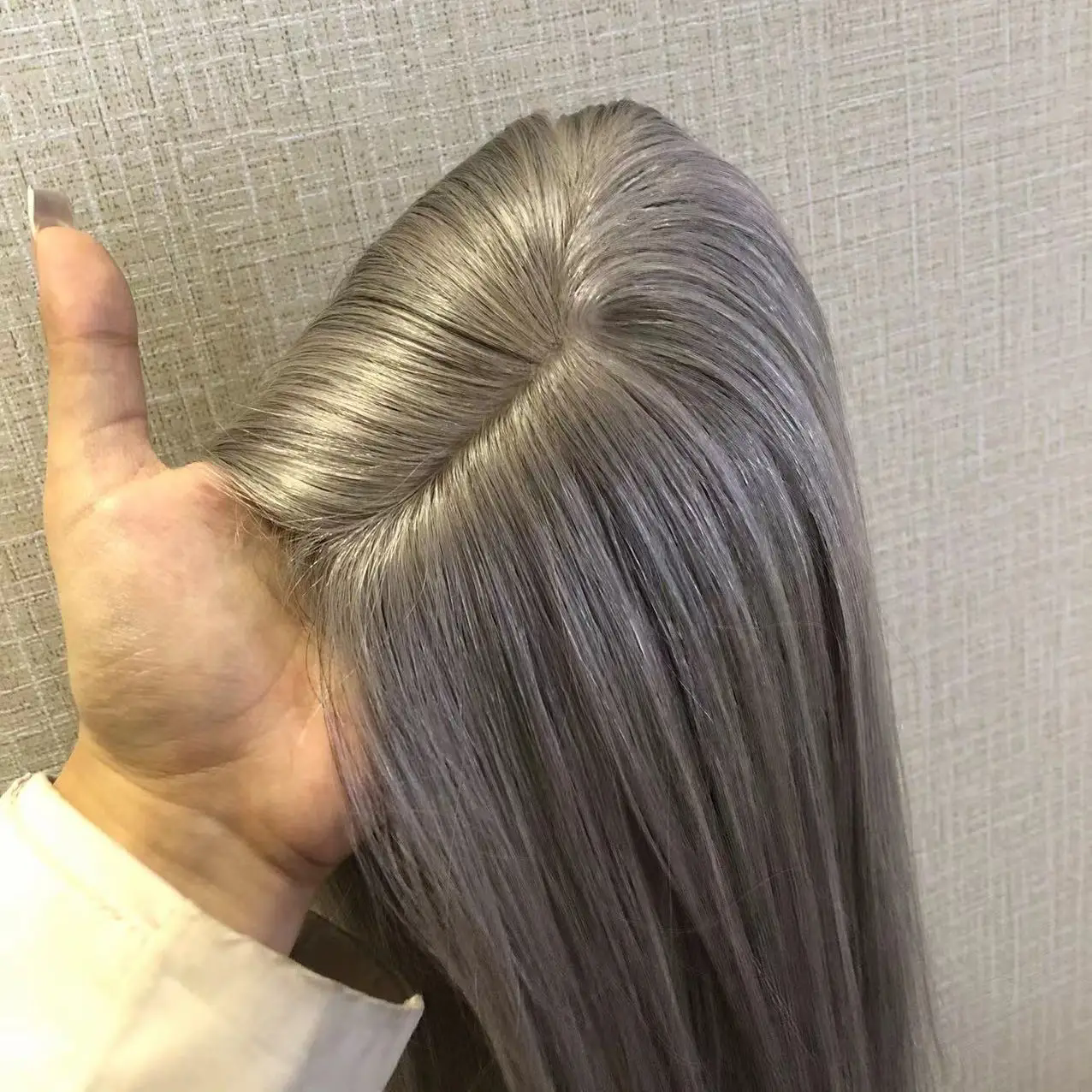 Raw Cuticle Aligned gray Human Hair Women topper hairpiece extension 5x5" gray silk baseToupee White Grey Hair Silk Topper 12x13cm clip ins/on cu