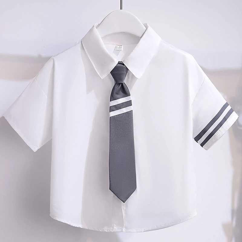 Clothing Sets Summer Children Girls Clothes Set JK Student School Lapel Tshirts and Plaid Pleated Skirts Suit Kid Top Bottom Outfits with Tie H241214