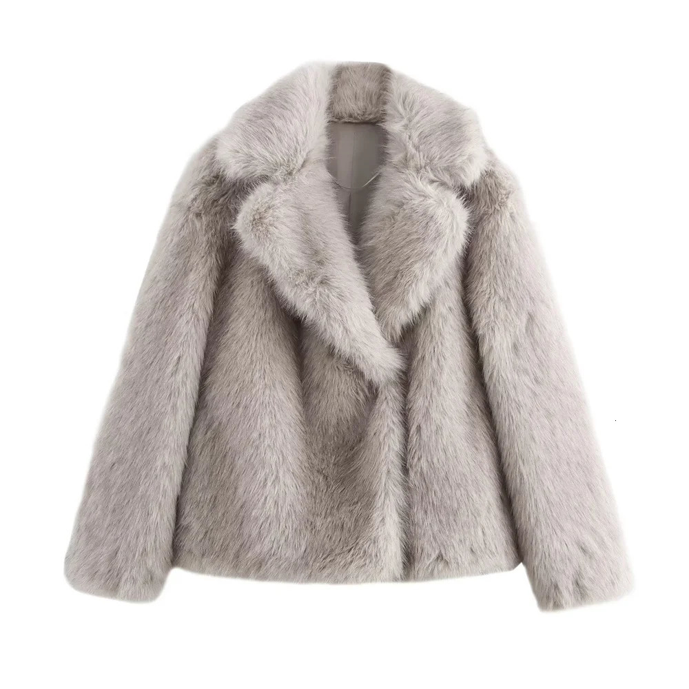 RARF Womens Versatile Warm Fury Coat with Collar Button Decoration AutumnWinter Clothing 241211