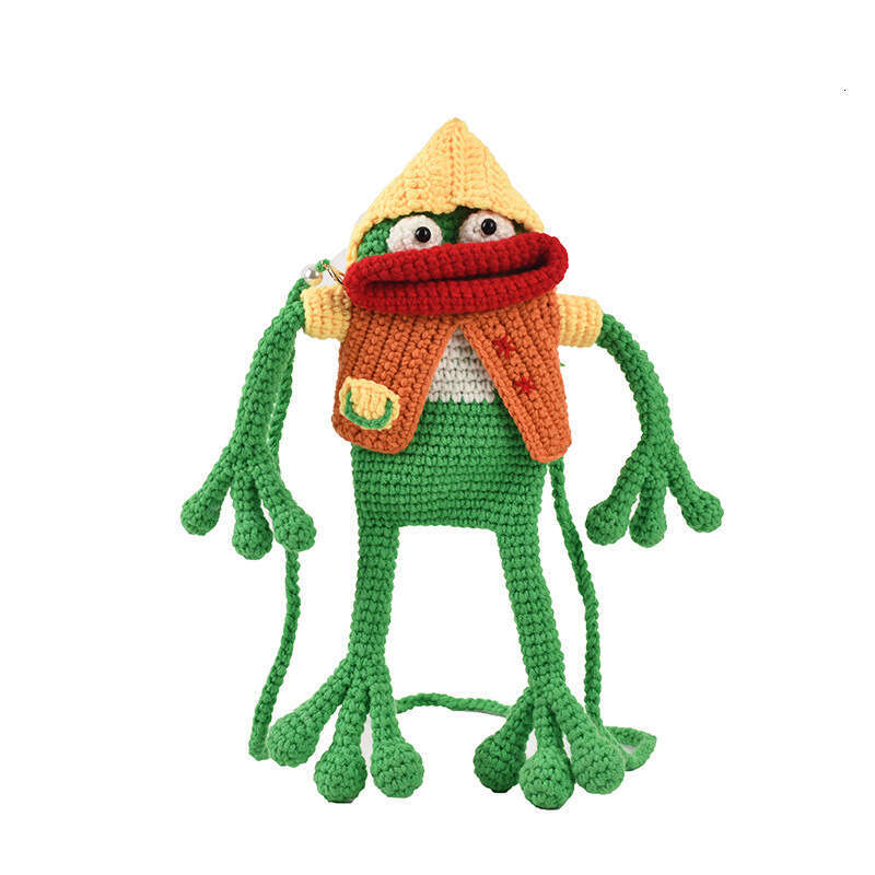 Ins iuencer handmade DIY knitted mobile phone small women's style funny cute sausage mouth soft girl crossbody bag 2024 temperament versatile new