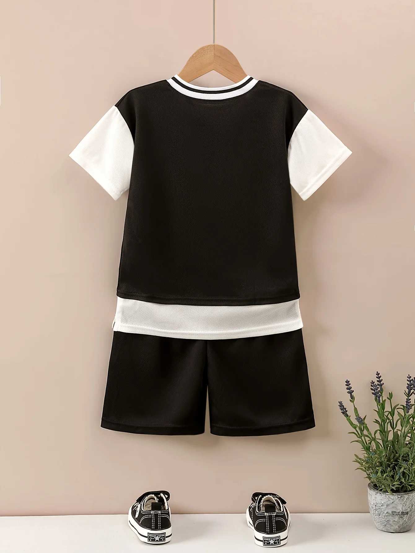 Clothing Sets Summer Baby Boy Clothes Set Kid Girls Breathable Patchwork T-shirts And Shorts 2pcs Suit Children Top Bottom Outfits Tracksuits H241214