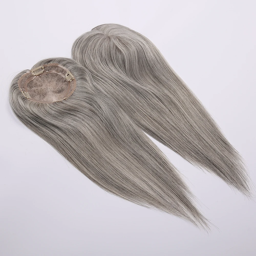 5.5x6Inch Wholesale Human Hair Toupee Handmade Mono Virgin Hair Toupee For Women 1B Gray Ombre Color custom 13day about