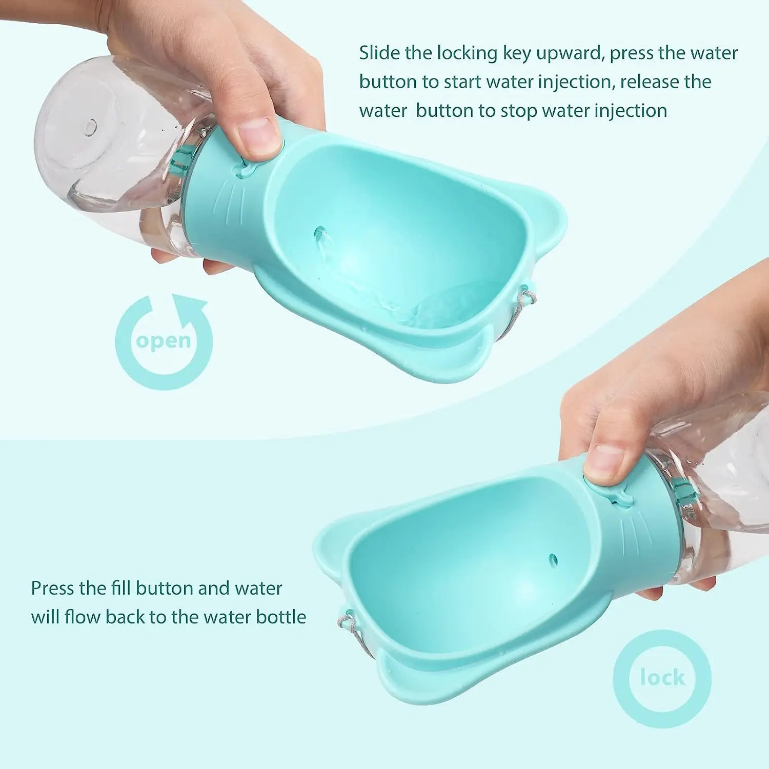 free shipping Dog Water Bottle Pet Dispenser with Detachable Food Container Leak Proof Lock for Travel Hiking 241214