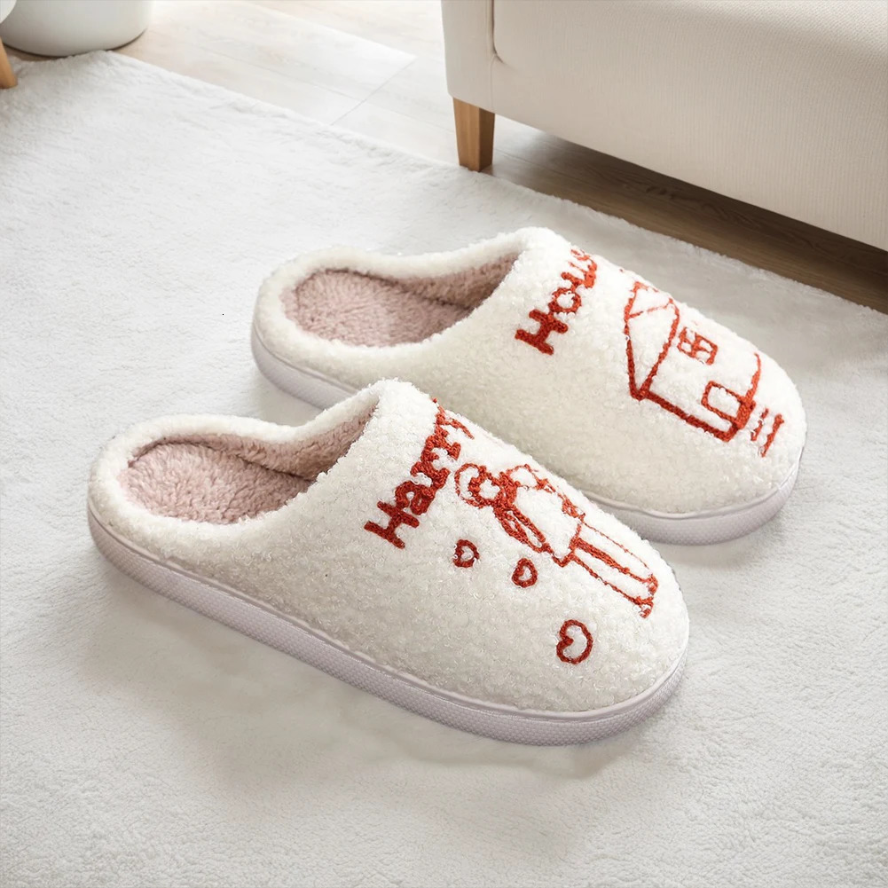 Harrys House Slippers Plush Couple Comfortable Fuzzy Indoor Soft Fluffy Closed Toe Slides for Autumn Winter 241214