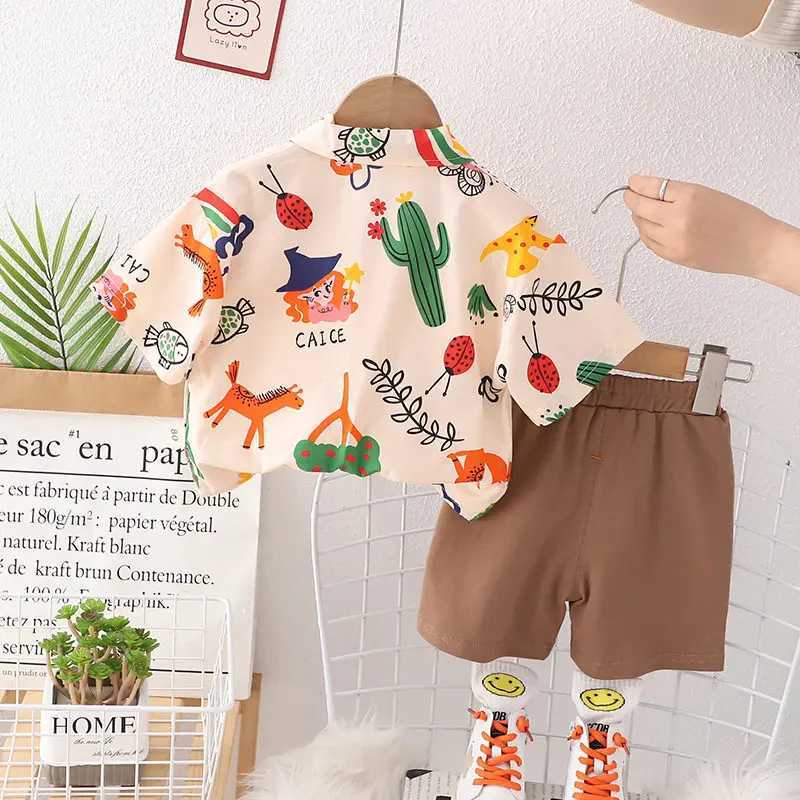 Clothing Sets Kids Fashion Clothes Summer Kids Boys Girls Causal Printe Rainbow Shirt Shorts 2Pcs/Set Baby Toddler Clothing Infant 0-6 Years H241214
