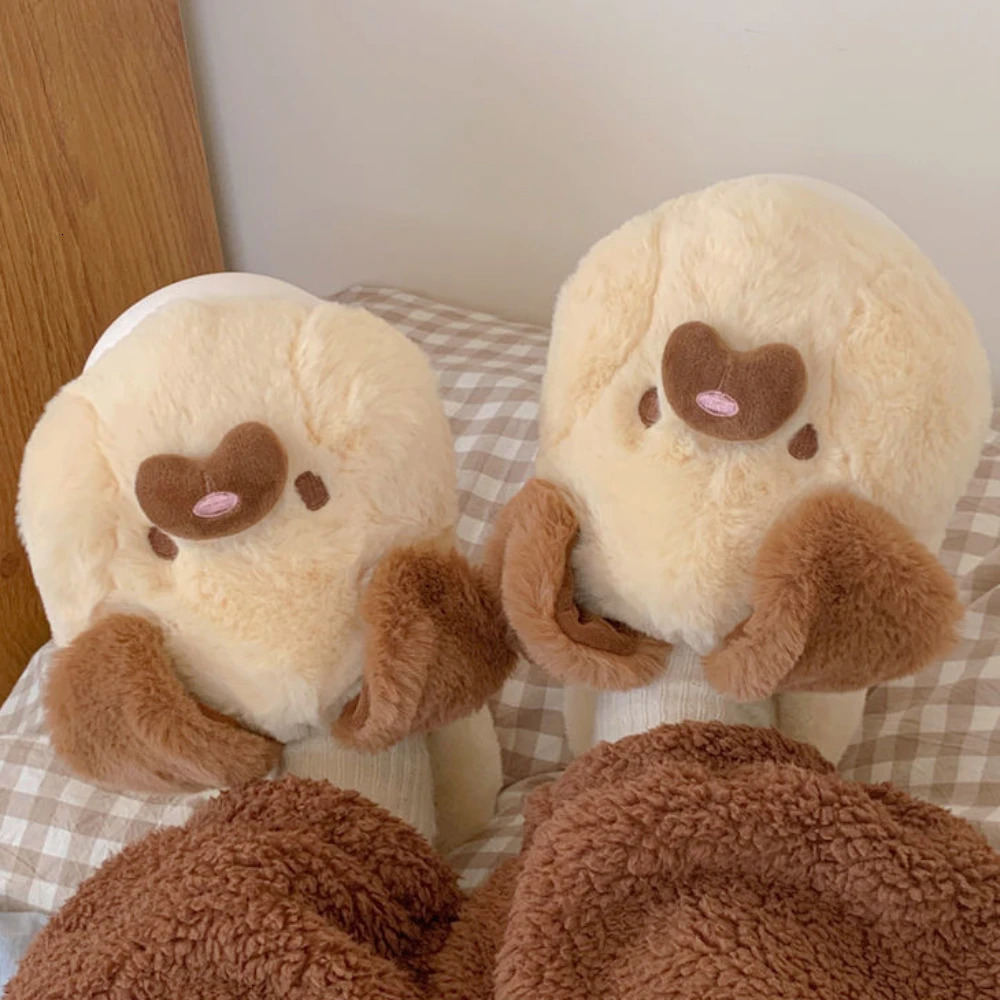 Cute Shaggy Dog Winter Women Slipper Soft Heel Platform Fur Warm Indoor Comfortable Home Fluffy Slippers 241214
