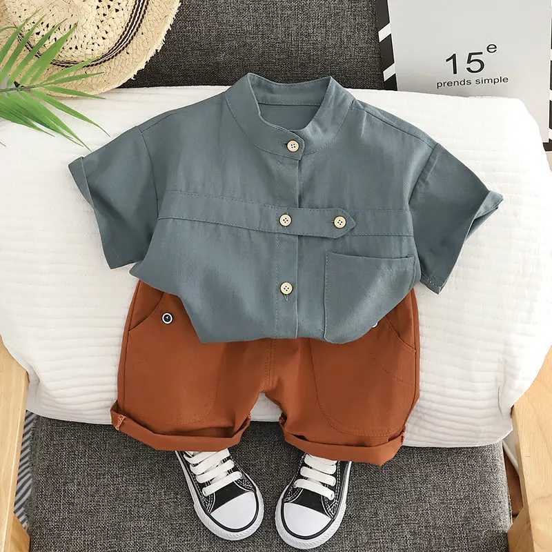 Clothing Sets Children Cotton Clothes Summer Baby Boy Cartoon Solid T Shirt Short 2Pcs/set Infant Kid Fashion Toddler Tracksuit Outwear H241214