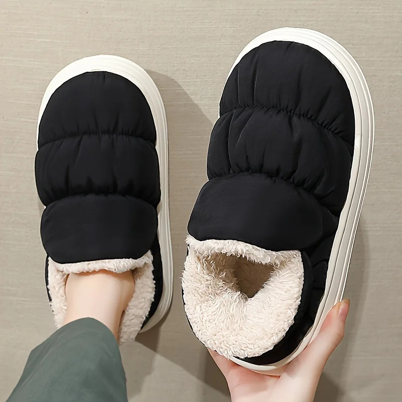 Winter Warm Thick Furry Women Ankle Boots Indoor Plush Slippers Ladies Men Outside Home Cotton Shoes 241214