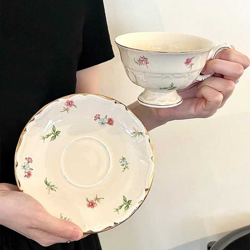 French retro coffee set sauce ceramic baking afternoon tea cup coffee cup sauce 200ml g tray coffee party g Y241214