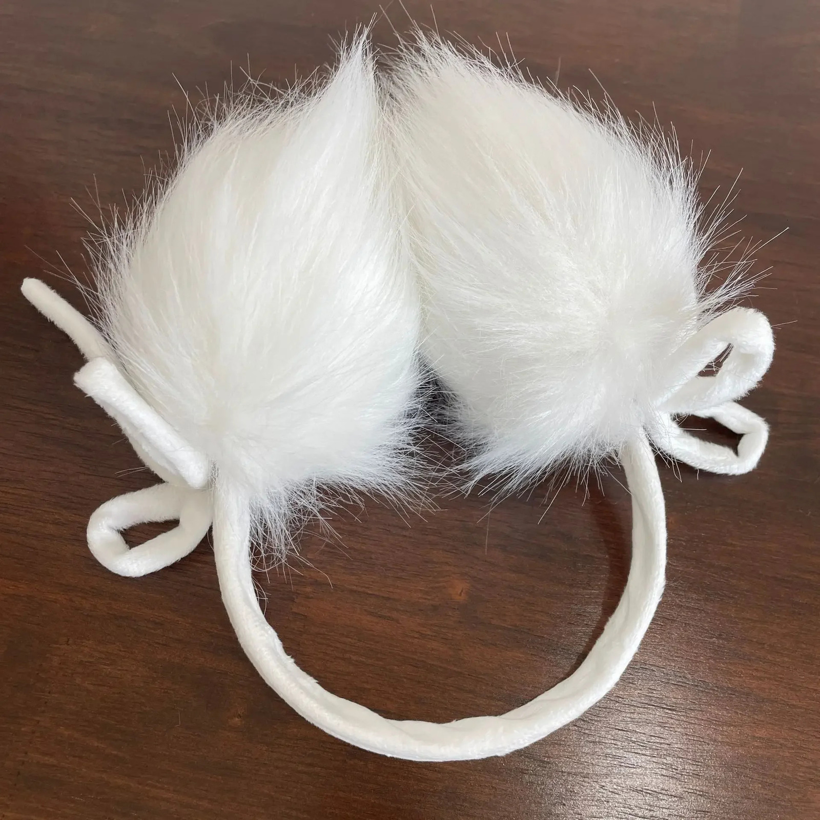 White bow ear cushions plush rabbit fur womens winter warm ear cushions riding windproof ear cushions Japanese JK accessories 241211