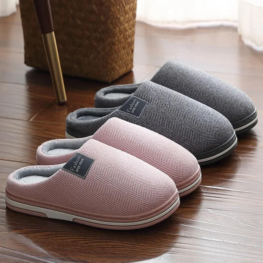 Mens Winter Home Slippers Casual Shoes Soft And Warm Indoor Bedroom Anti Slip Flat Couples Floor 241214