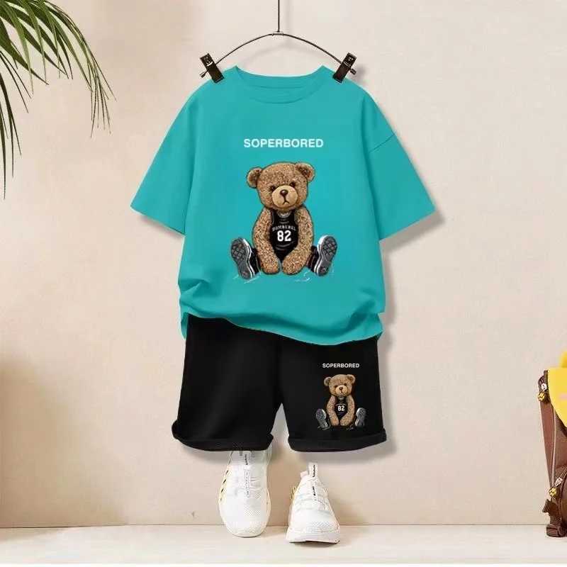 Clothing Sets Summer Baby Boy Clothes Set Cartoon Number Bear Printed T-Shirts And Shorts 2 Pieces Suit Kid Casual Top Bottom Outfits Suiti H241214