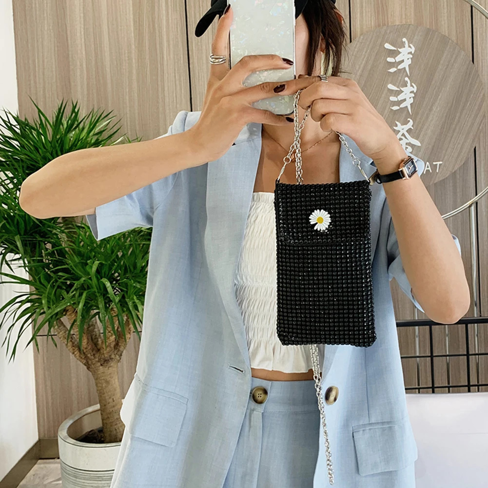Bling Rhinestones Womens Shoulder Bag Chain Bag Womens Phone Bag Evening Party Clutch Cross Body Bag 241213