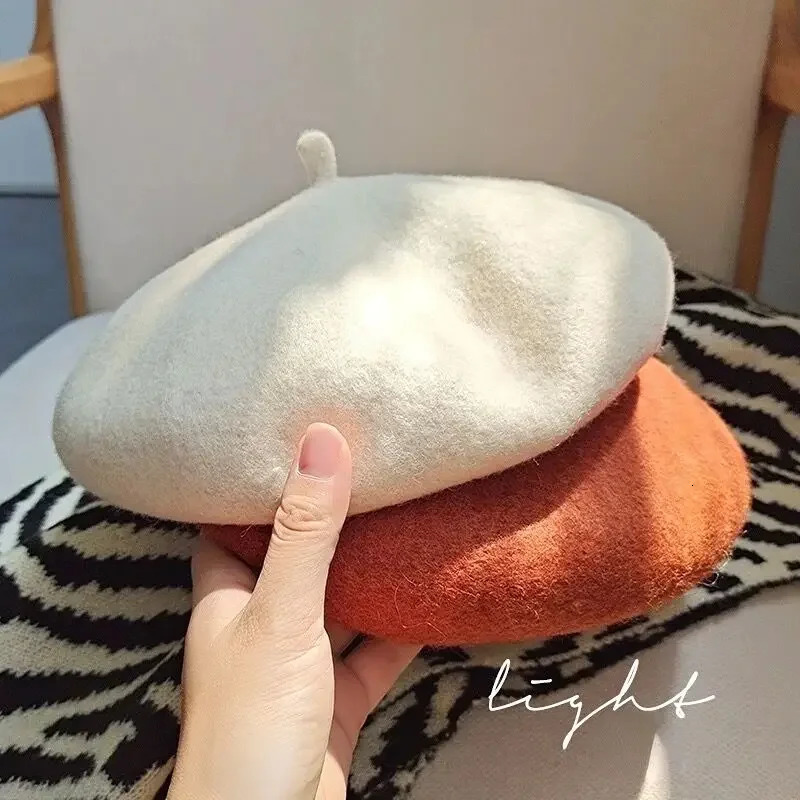 Colorful Warm Beret Womens Retro French Painter Artist Hat Solid Color Elegant Autumn Thick Bean 241210
