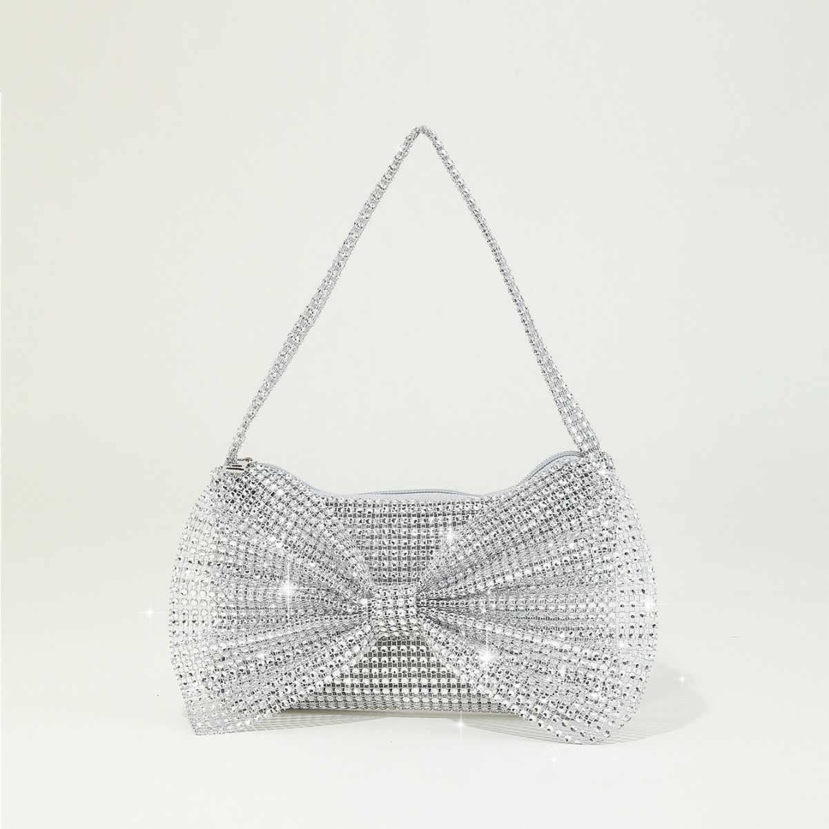 Clutch Bag New Shiny and Sparkling Water Diamonds with Diamonds and Bow Knot Decoration for a Small Design Mini Handheld Party Banquet Bag 240920