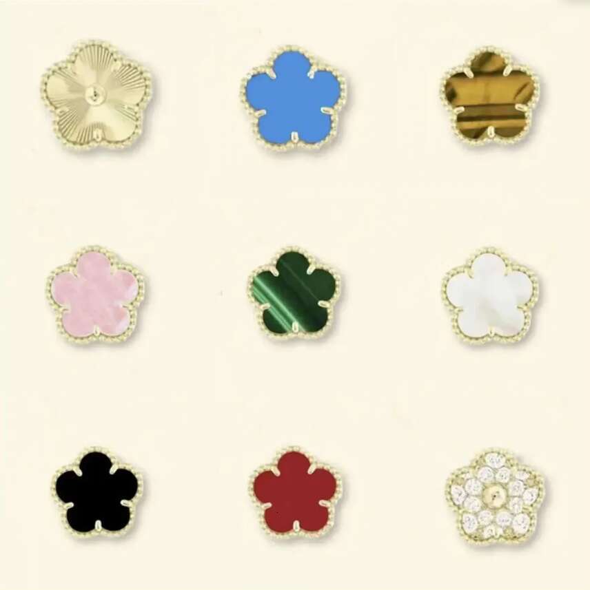 Designer jewelry earrings; 15mm mother of pearl clover earrings for women; white women's earrings; mother of pearl gold rose