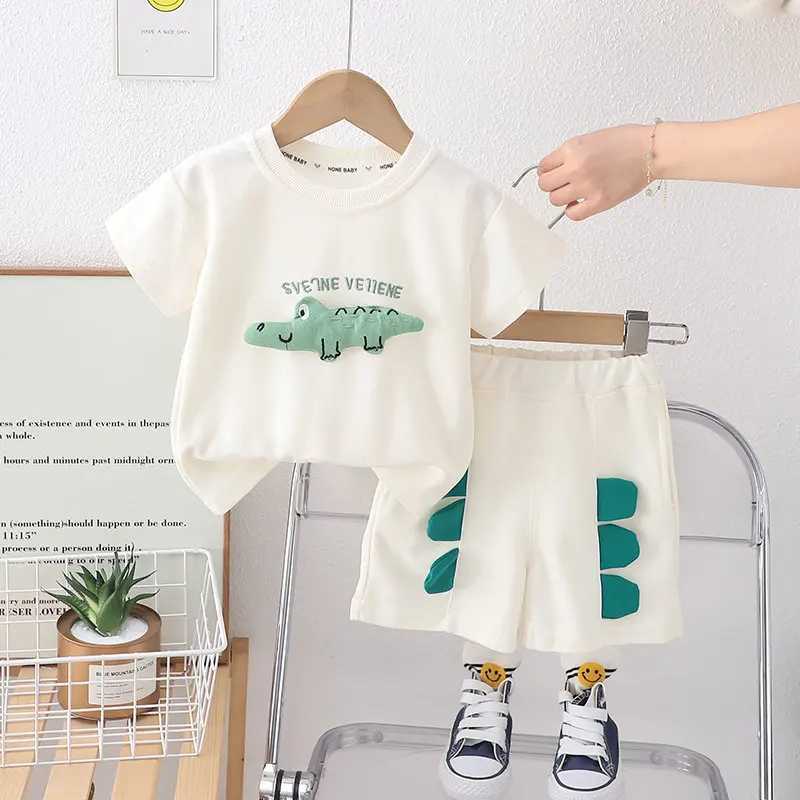 Clothing Sets Children Clothes Suit Summer Kids Boys Girls Cartoon Animal T Shirt Shorts 2Pcs/Set Kids Infant Clothes Toddler Sportswear H241214