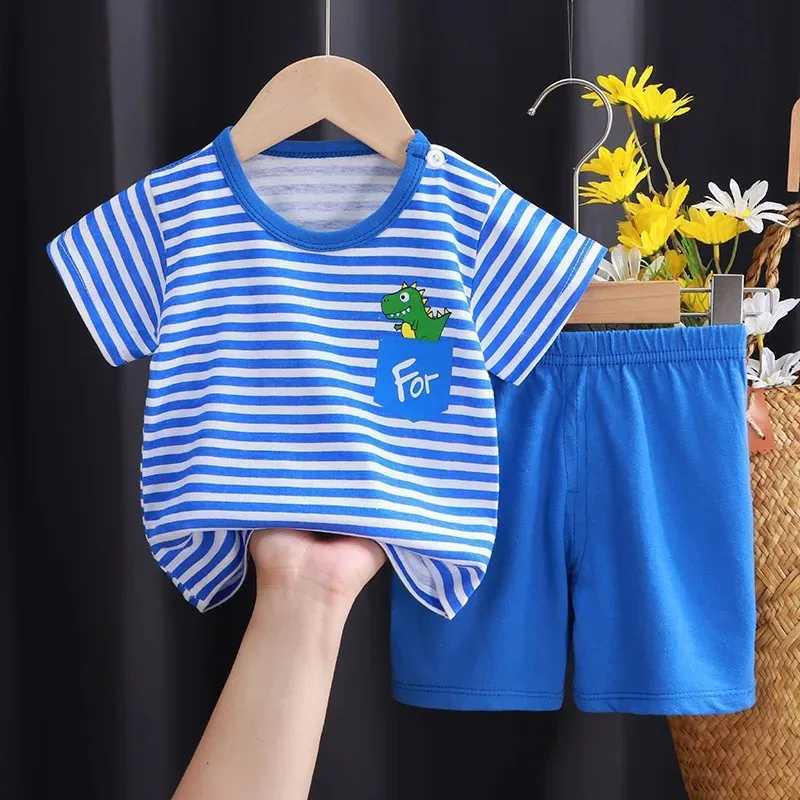 Clothing Sets Summer New Clothes Boys And Girls Short Sleeve T-shirt Shorts Two Piece Suits Toddler Cute Print Tops Versatile Shorts Kids Suit H241214