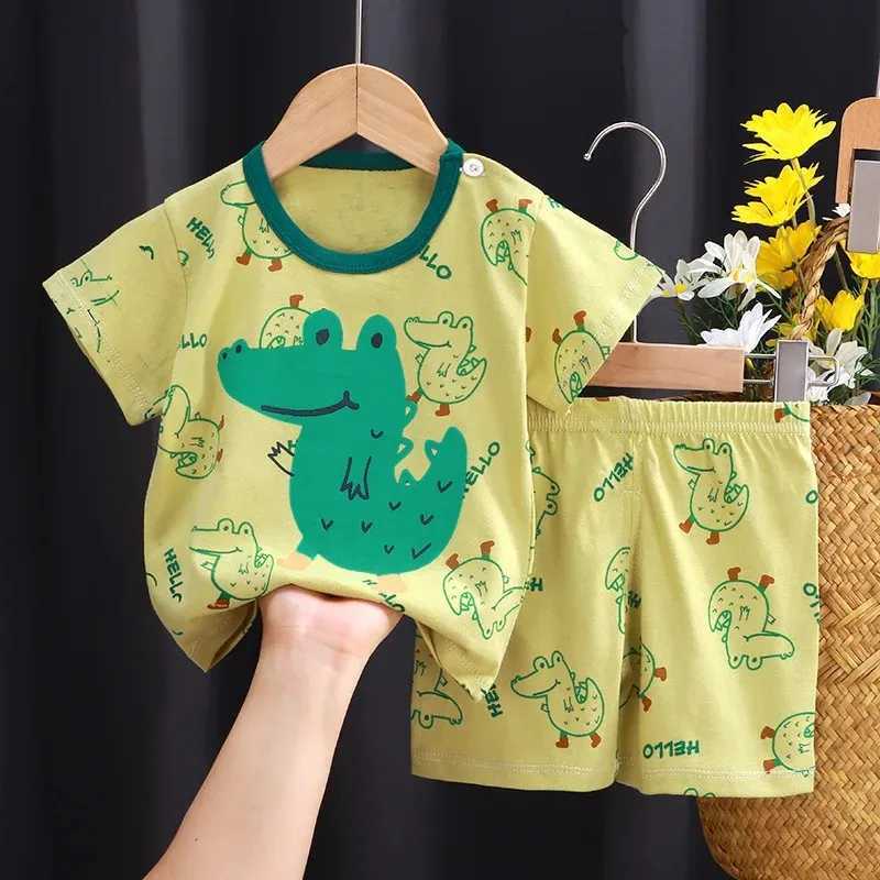 Clothing Sets Summer New Clothes Boys And Girls Short Sleeve T-shirt Shorts Two Piece Suits Toddler Cute Print Tops Versatile Shorts Kids Suit H241214