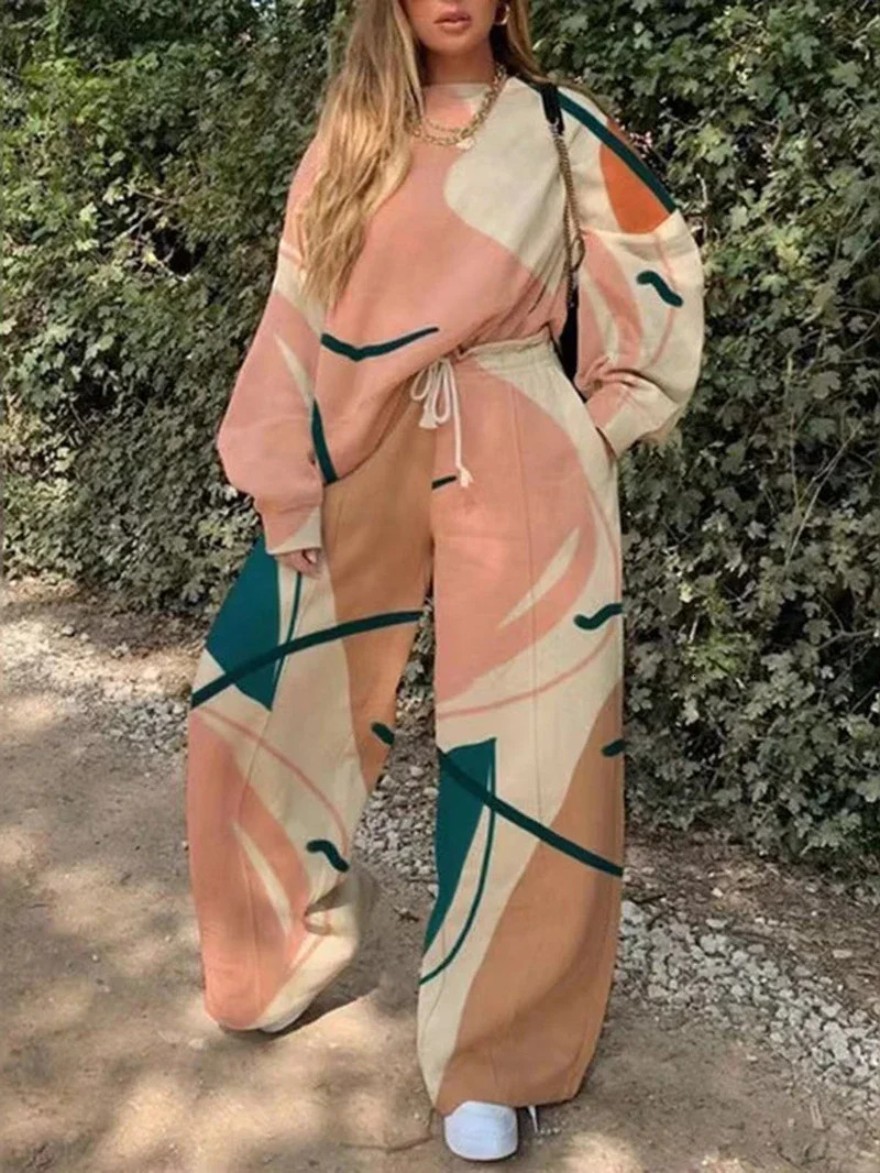 Oversized Tracksuit Women Two Piece Pants Sets Casual Sweatshirt Trousers Suit Streetwear 2 Matching Set Outfit 241209