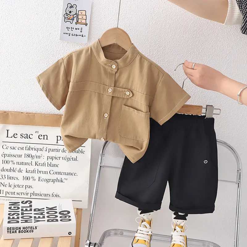Clothing Sets Children Cotton Clothes Summer Baby Boy Cartoon Solid T Shirt Short 2Pcs/set Infant Kid Fashion Toddler Tracksuit Outwear H241214