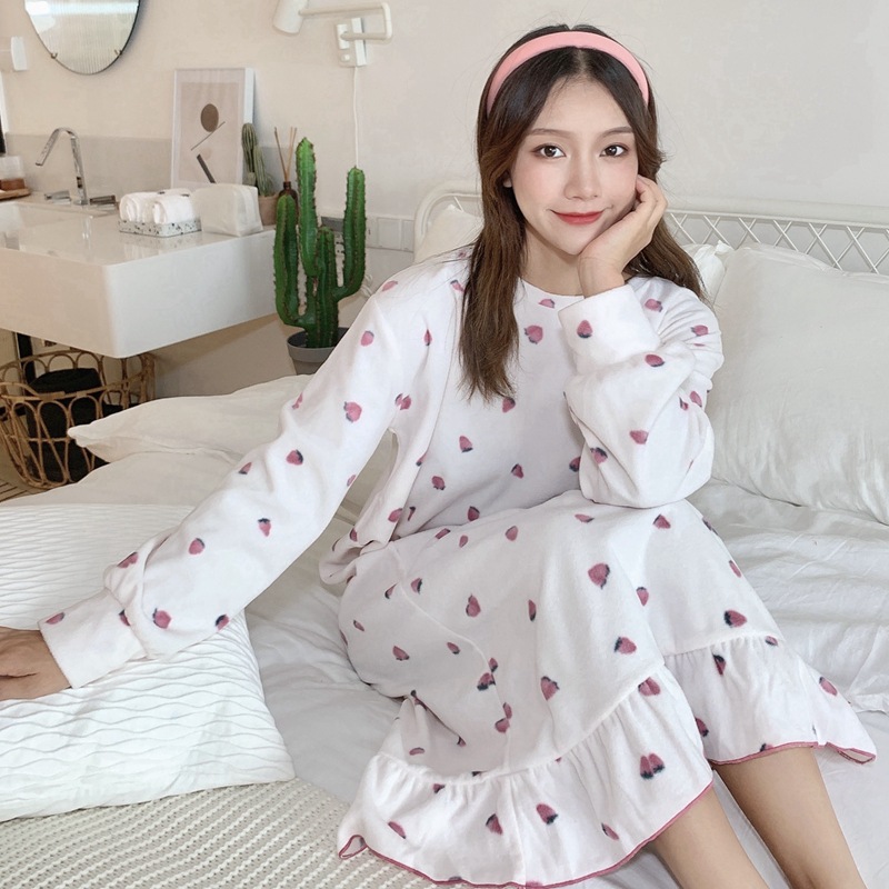 Z8-Summer thin women's large size nightdress modal round neck sweet print loose short sleeve home clothes