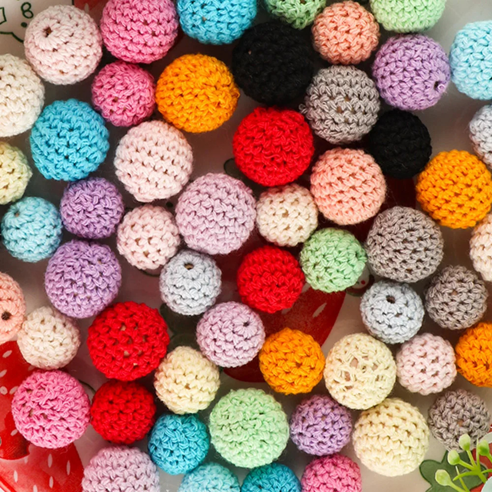 Kovict 1020 pcsbatch crochet round wooden beads mixed handmade 1620mm chewable DIY care jewelry organic bracelet 241212