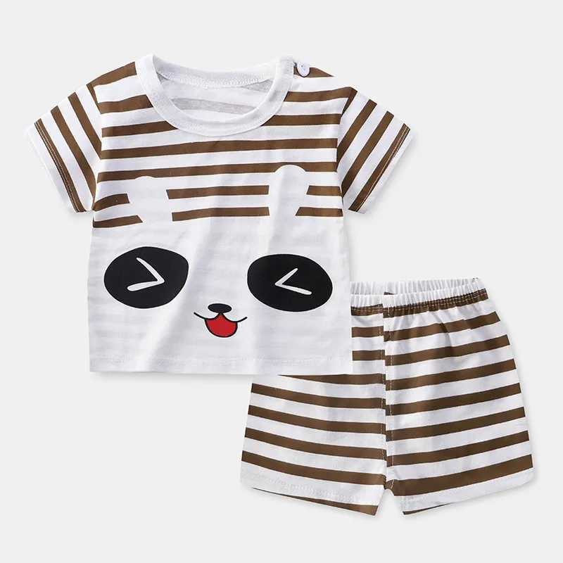Clothing Sets Cute Little Bear Print TShirt Shorts 2pcs Kids Casual Short Sleeve Tracksuits For Boys And Girls Summer New Thin Loose Tops Set H241214