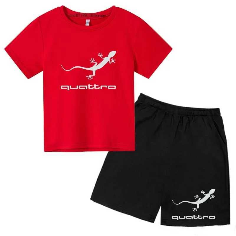 Clothing Sets Kids Funny Gecko Print Summer Casual Breathable T-shirts+Shorts 2pcs Suits 2-13Years Boys Girls Outfit Children Clothes Tee Sets H241214